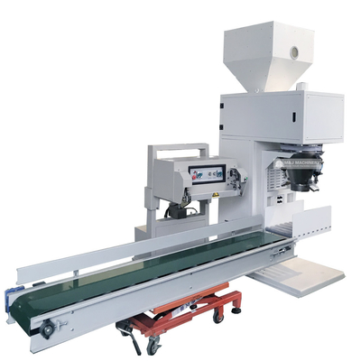 Behoorlijke mobiele houtpelletsakmachine voor 25kg 50kg 100kg 3000*900*2800mm